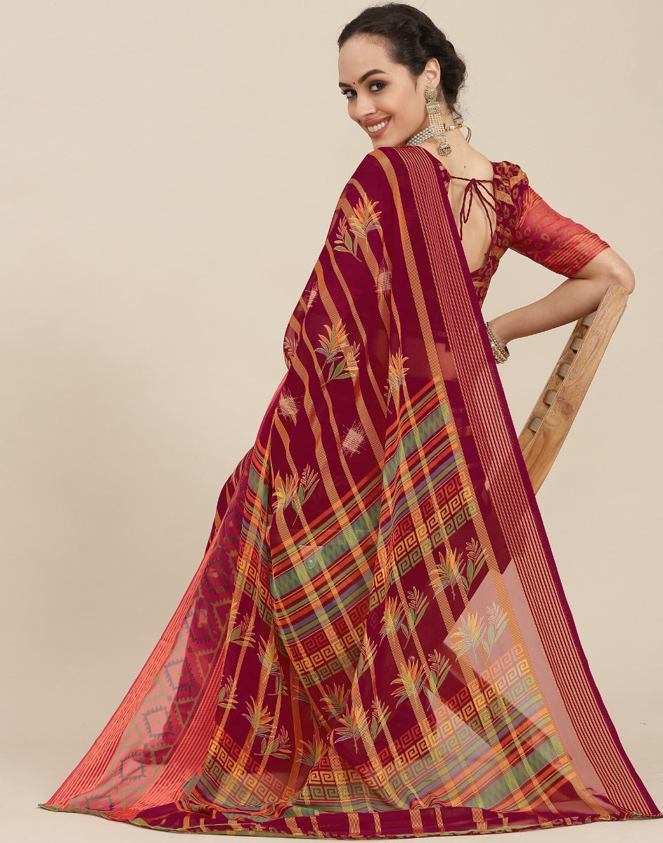 Maroon Georgette Saree | Sudathi