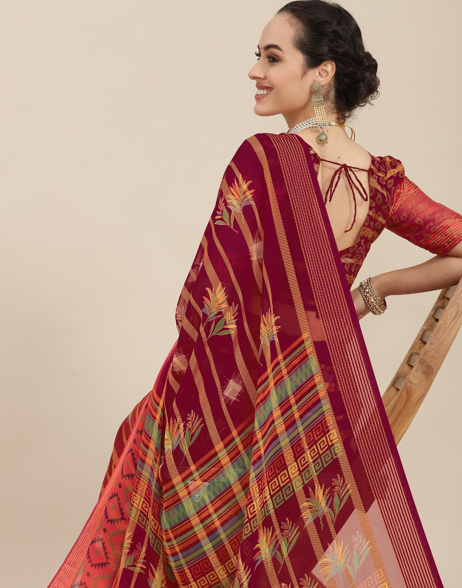 Maroon Georgette Saree | Sudathi