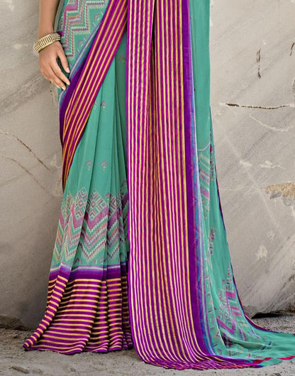 Turquoise Green Georgette Saree | Sudathi
