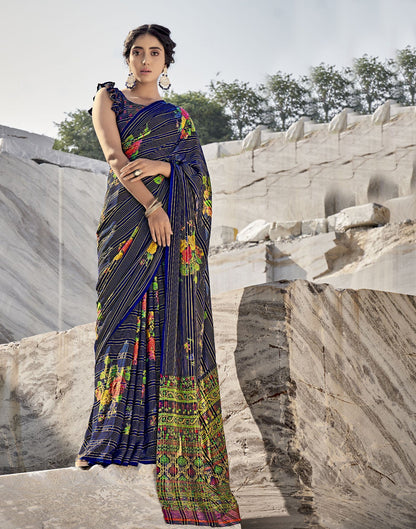 Navy Blue Georgette Saree | Sudathi