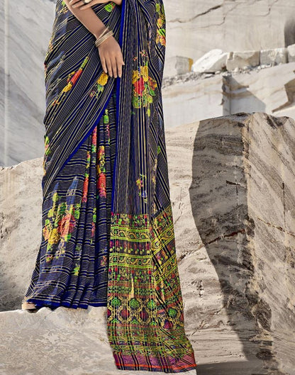 Navy Blue Georgette Saree | Sudathi