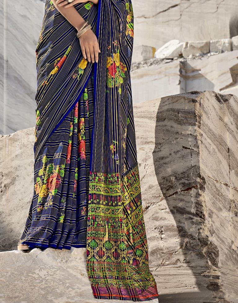 Navy Blue Georgette Saree | Sudathi