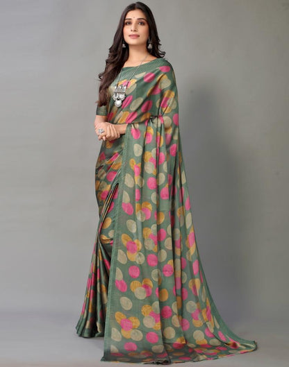 Dusty Green And Multicolored Georgette Saree | Sudathi