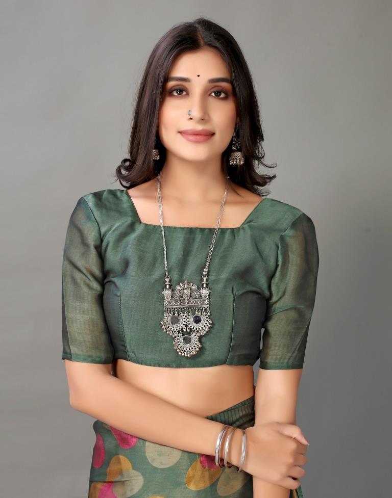 Dusty Green And Multicolored Georgette Saree | Sudathi