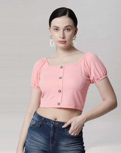 Peach Coloured Lycra Knitted Top | Sudathi