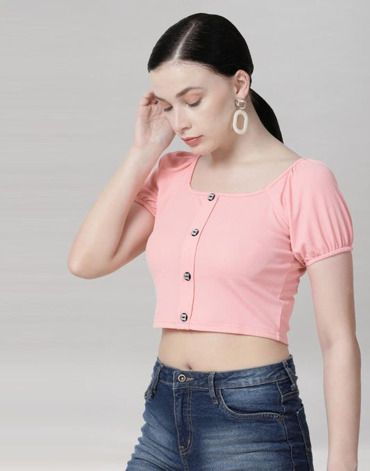 Peach Coloured Lycra Knitted Top | Sudathi