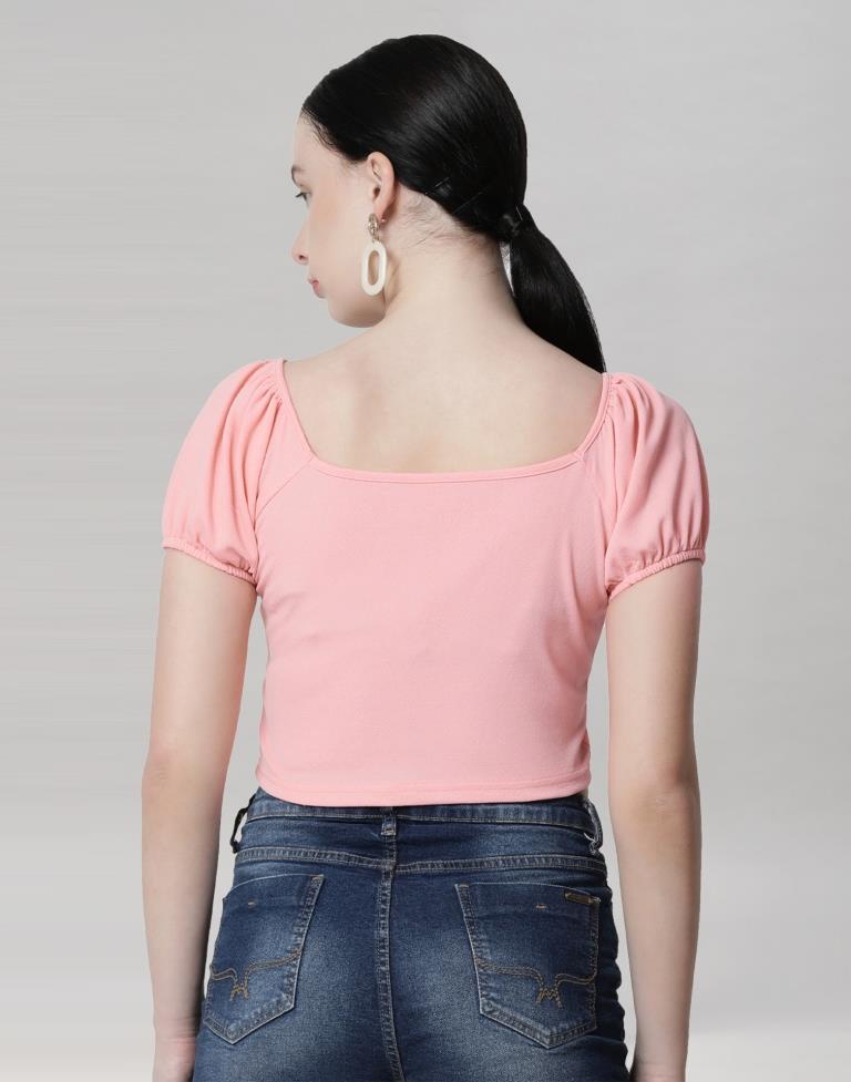 Peach Coloured Lycra Knitted Top | Sudathi