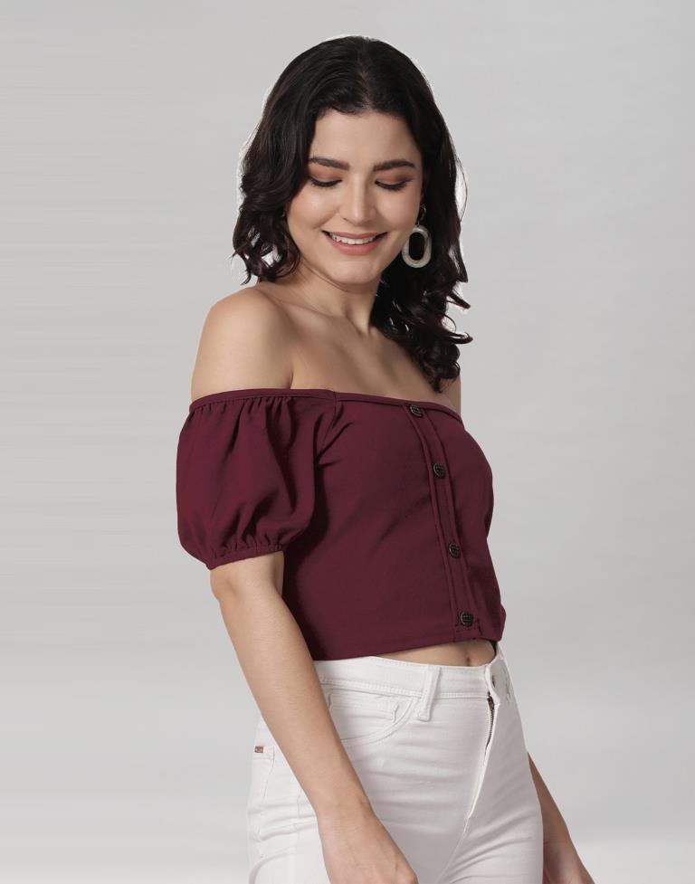 Maroon Coloured Lycra Knitted Top | Sudathi