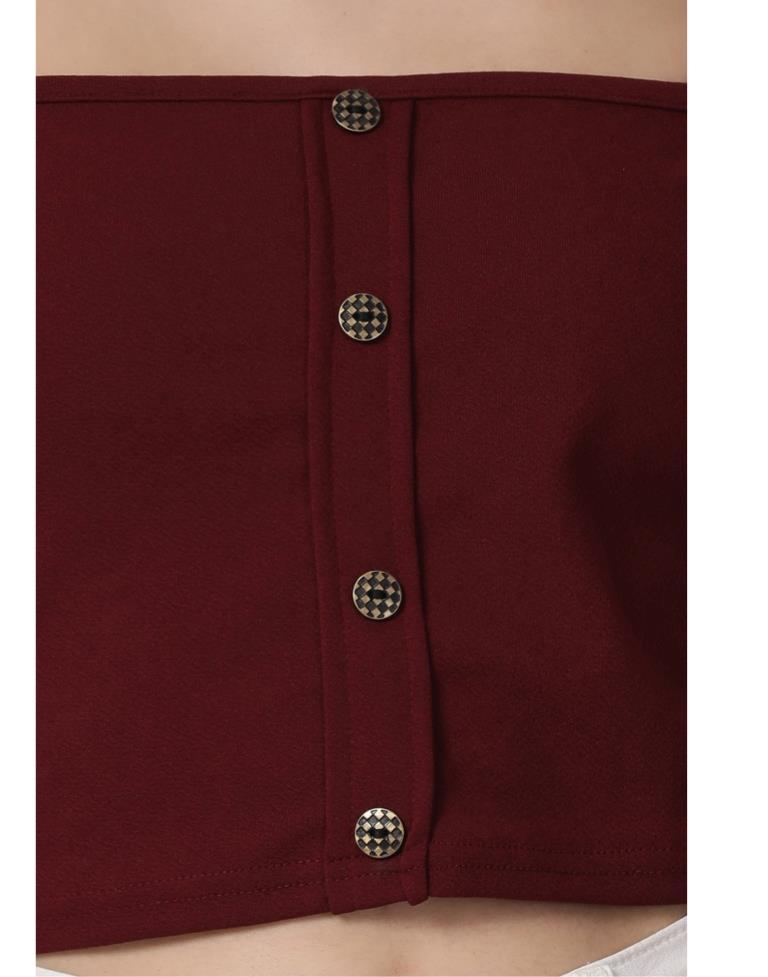 Maroon Coloured Lycra Knitted Top | Sudathi