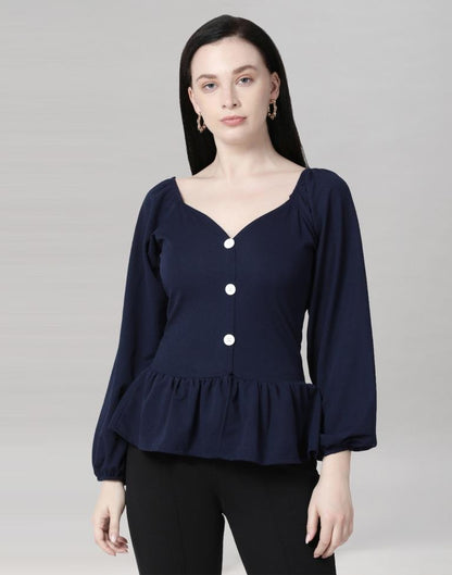 Blue Coloured Lycra Knitted Top | Sudathi