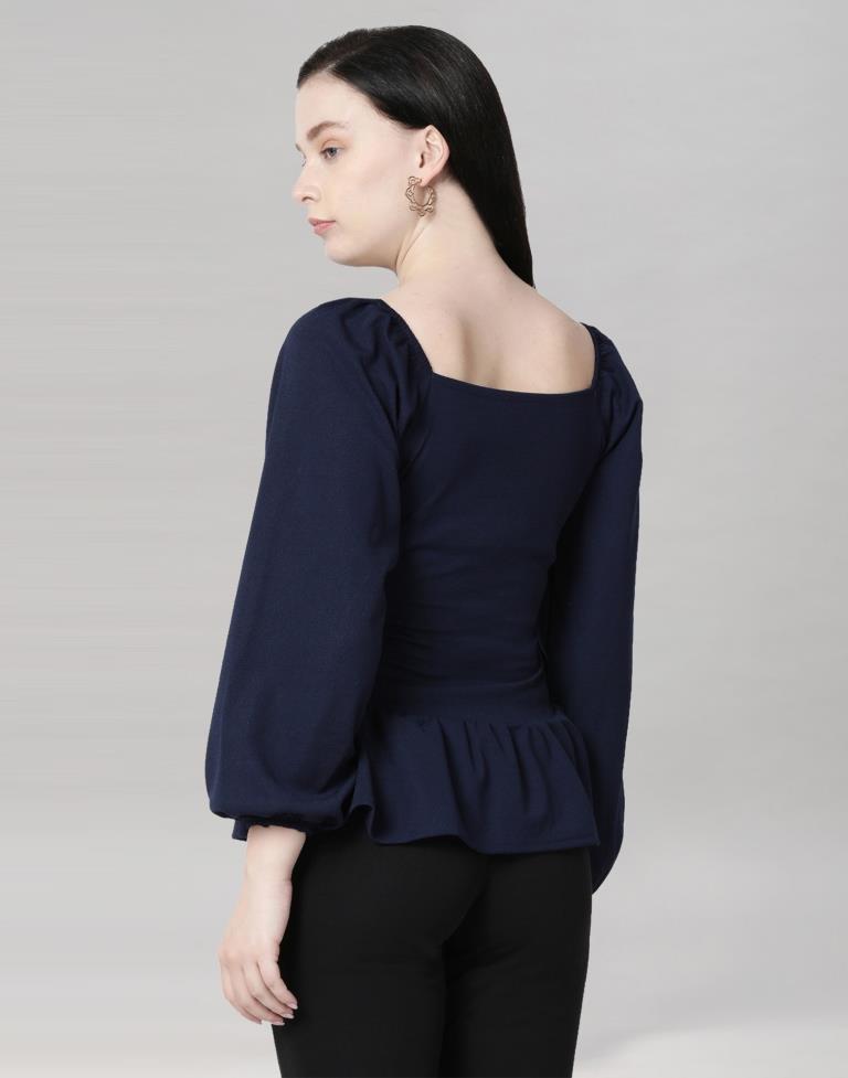 Blue Coloured Lycra Knitted Top | Sudathi