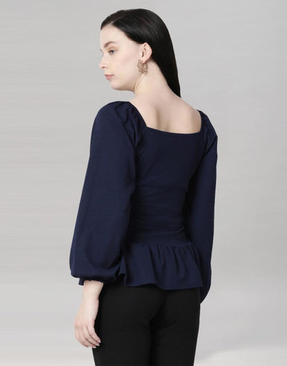 Blue Coloured Lycra Knitted Top | Sudathi