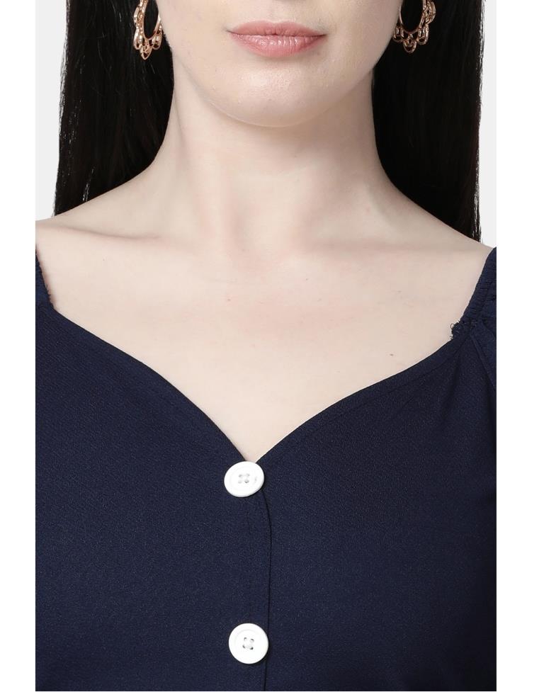 Blue Coloured Lycra Knitted Top | Sudathi