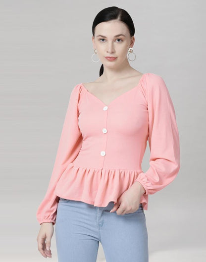 Peach Coloured Lycra Knitted Top | Sudathi