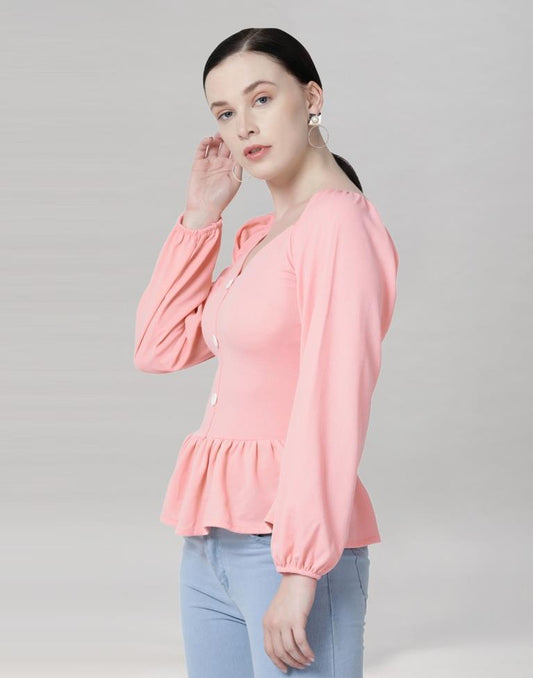 Peach Coloured Lycra Knitted Top | Sudathi