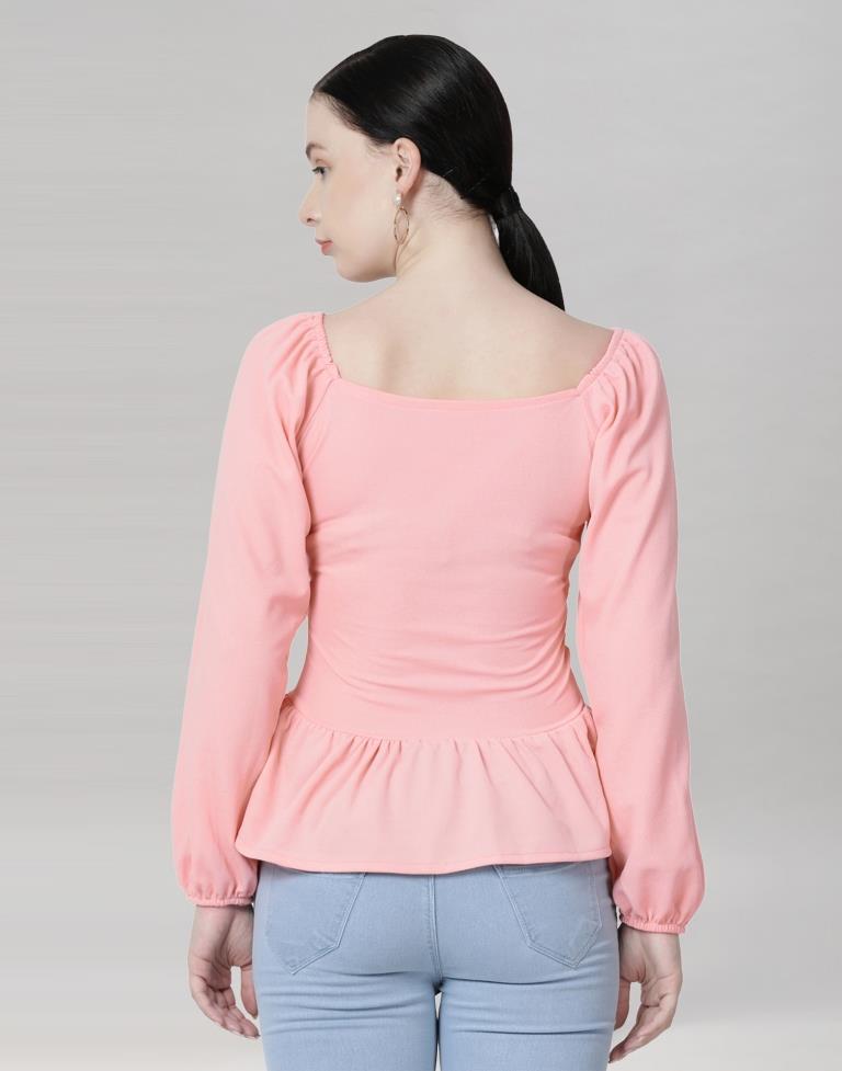 Peach Coloured Lycra Knitted Top | Sudathi