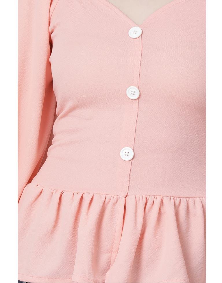 Peach Coloured Lycra Knitted Top | Sudathi