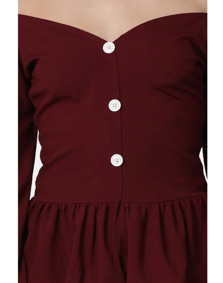 Maroon Coloured Lycra Knitted Top | Sudathi