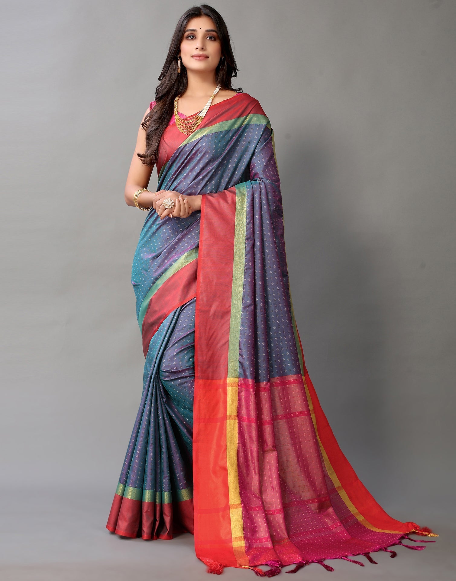 Teal Blue Silk Saree | Sudathi