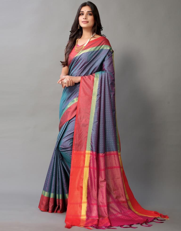 Teal Blue Silk Saree | Sudathi