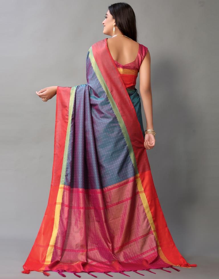 Teal Blue Silk Saree | Sudathi