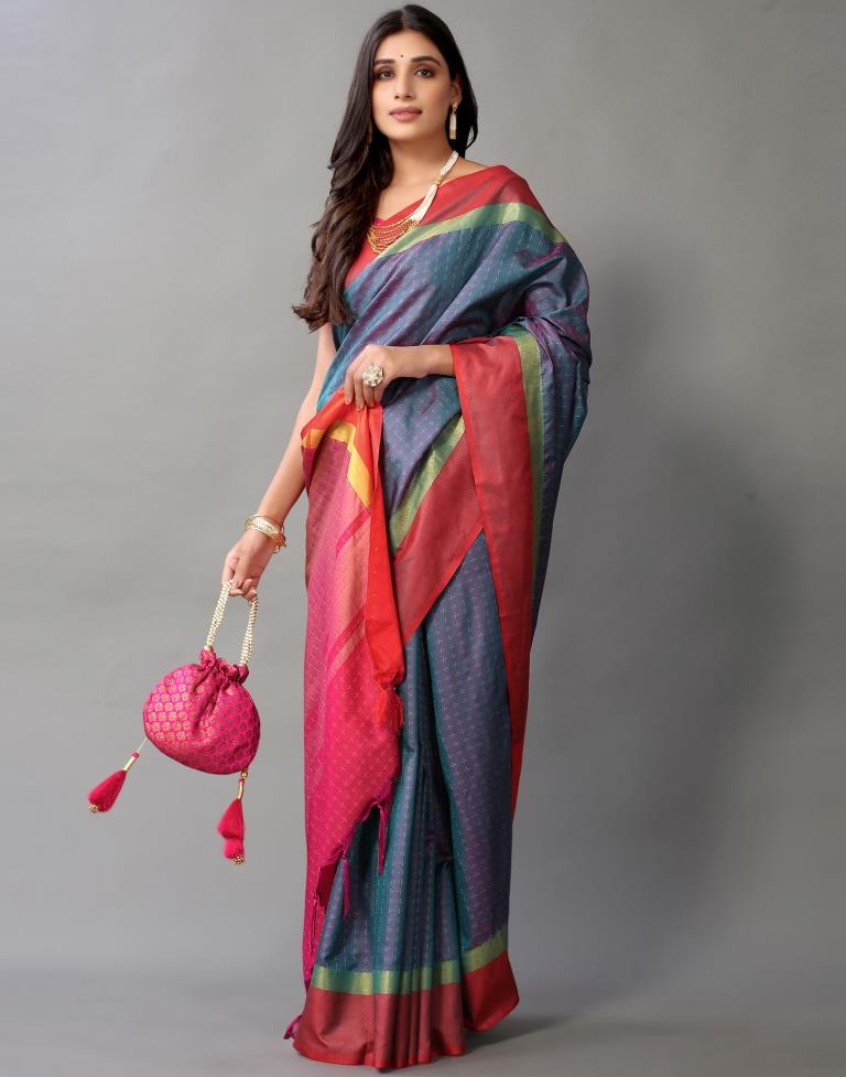 Teal Blue Silk Saree | Sudathi
