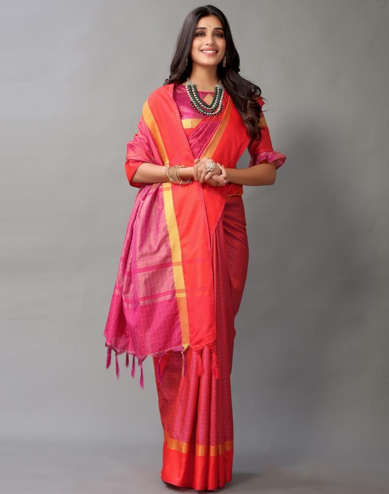 Reddish Orange Silk Saree | Sudathi