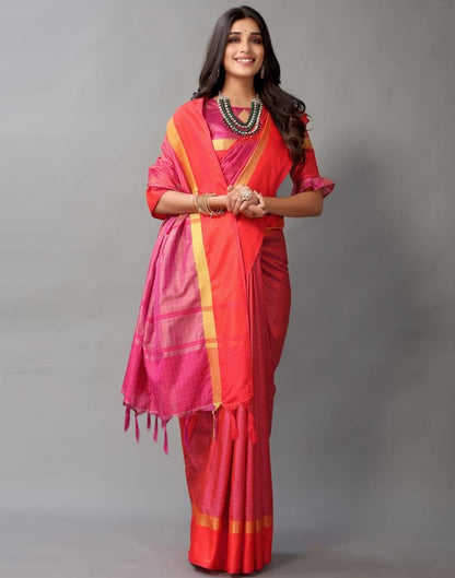 Reddish Orange Silk Saree | Sudathi
