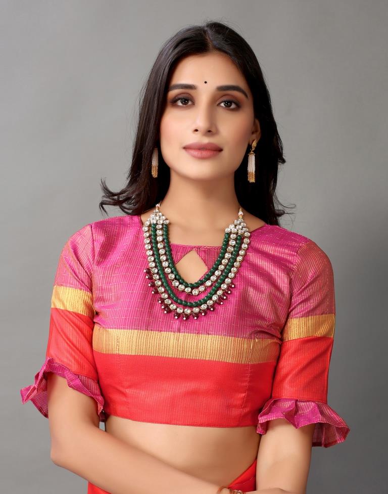 Reddish Orange Silk Saree | Sudathi