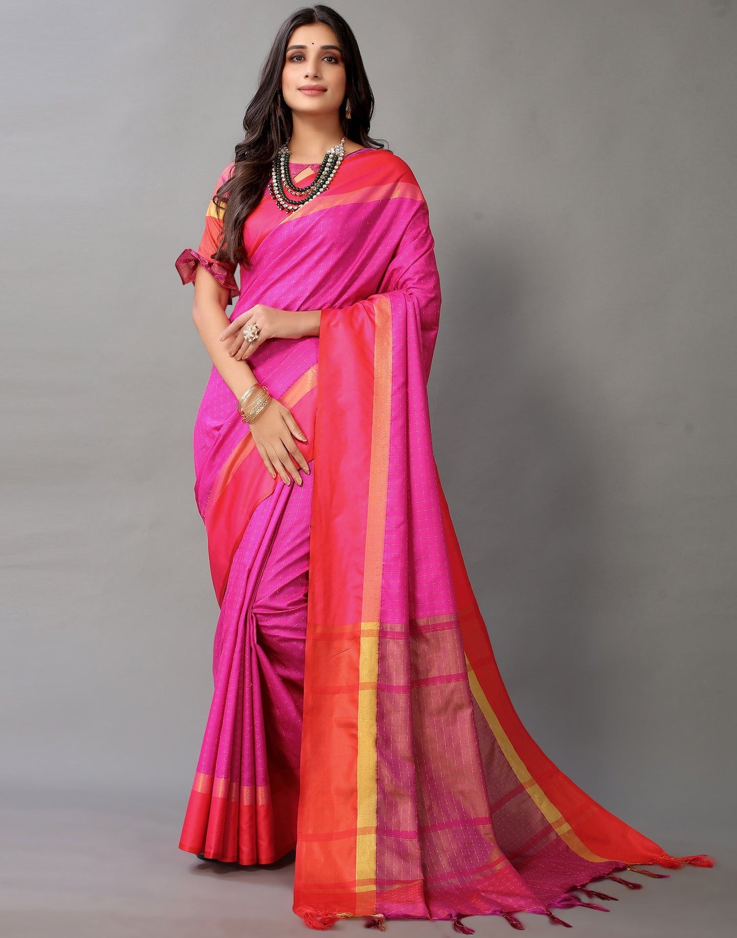Hot Pink Silk Saree | Sudathi