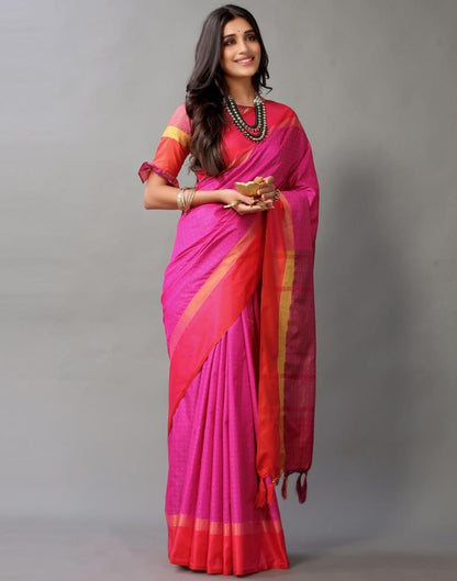 Hot Pink Silk Saree | Sudathi