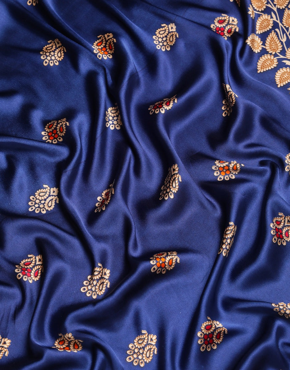 Navy Blue And Multicolored Silk Saree | Sudathi