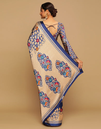 Navy Blue And Multicolored Silk Saree | Sudathi