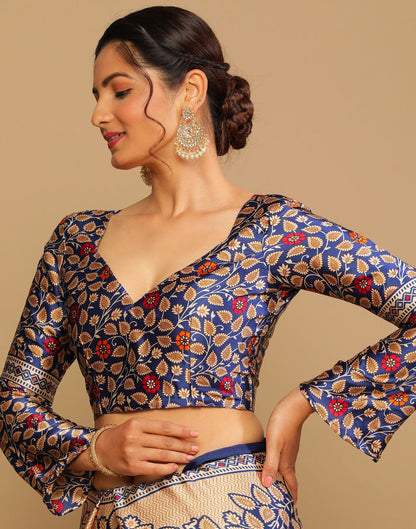 Navy Blue And Multicolored Silk Saree | Sudathi