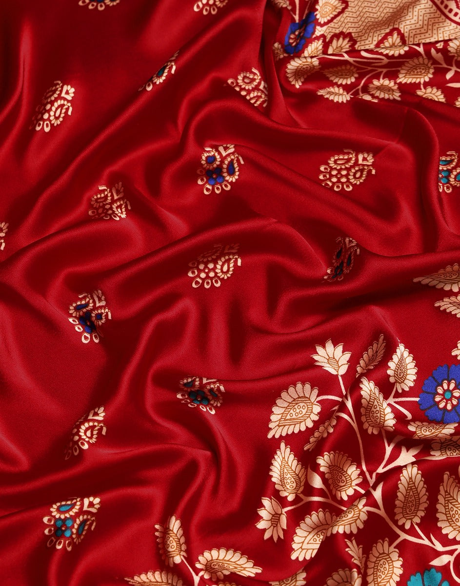 Maroon And Multicolored Silk Saree | Sudathi