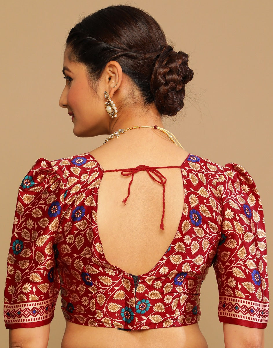 Maroon And Multicolored Silk Saree | Sudathi