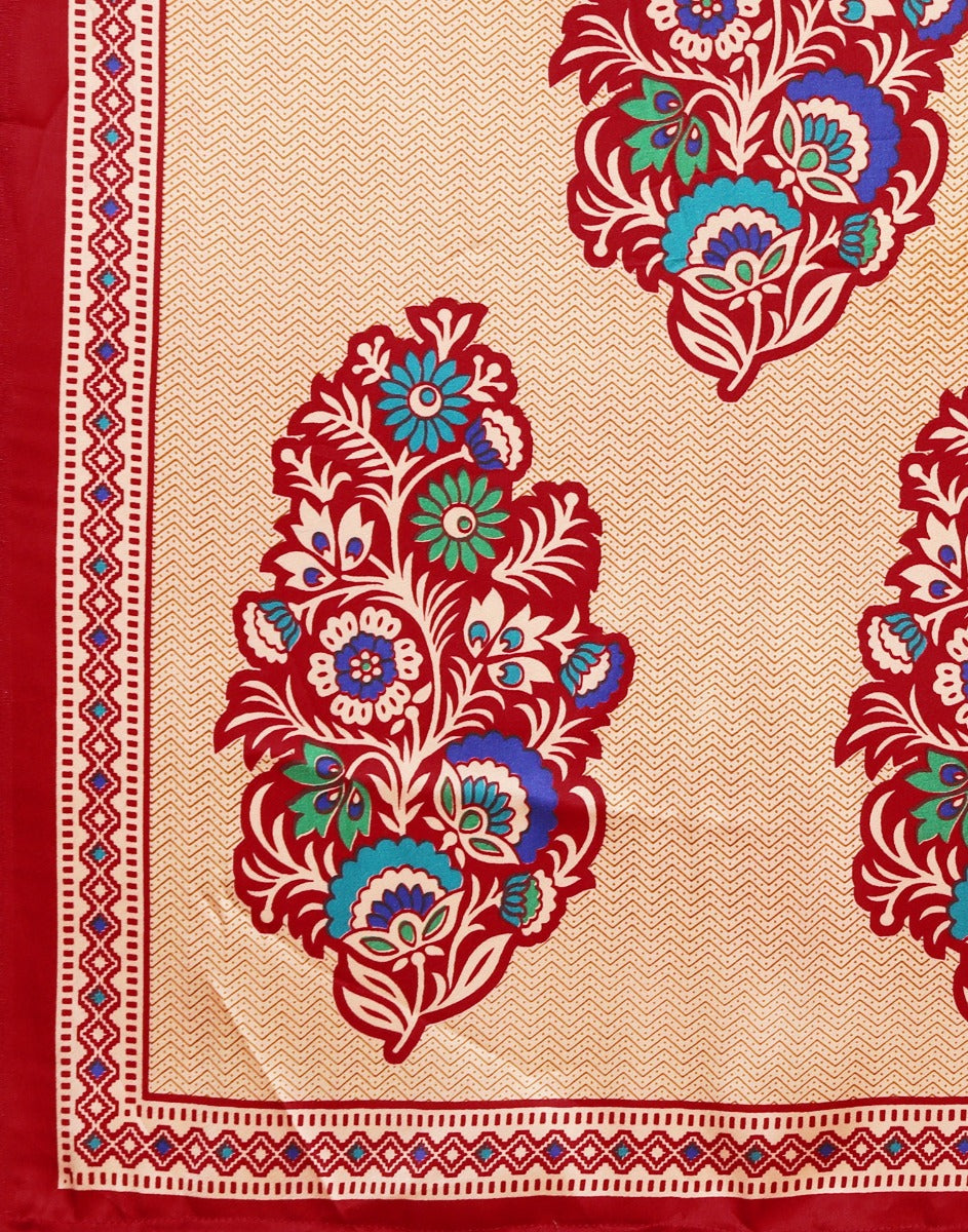 Maroon And Multicolored Silk Saree | Sudathi
