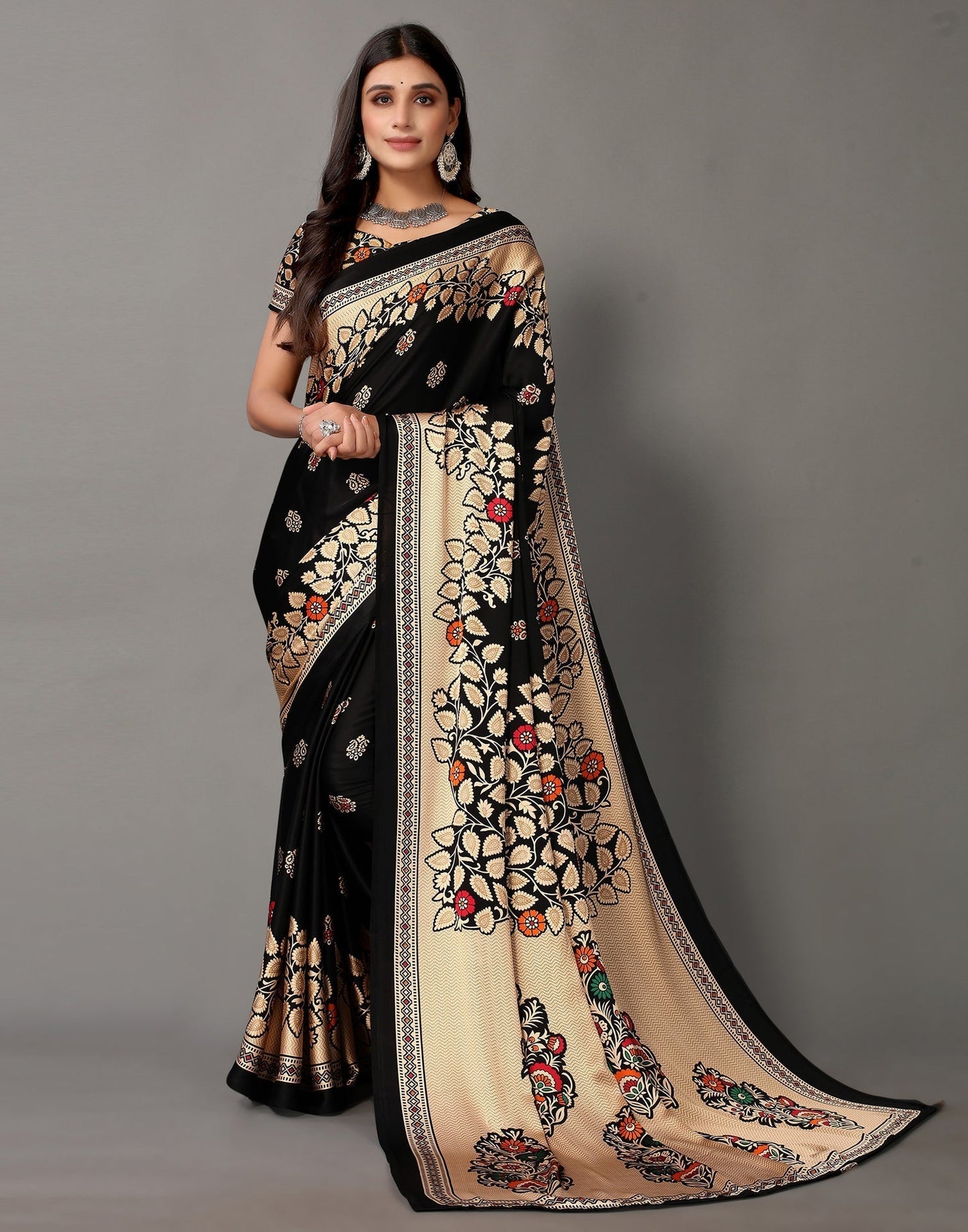 Black And Multicolored Silk Saree | Sudathi