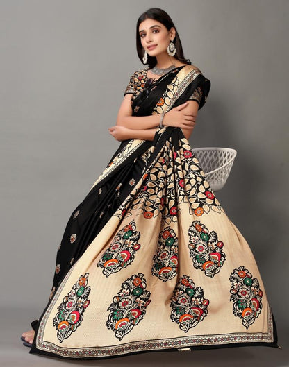 Black And Multicolored Silk Saree | Sudathi