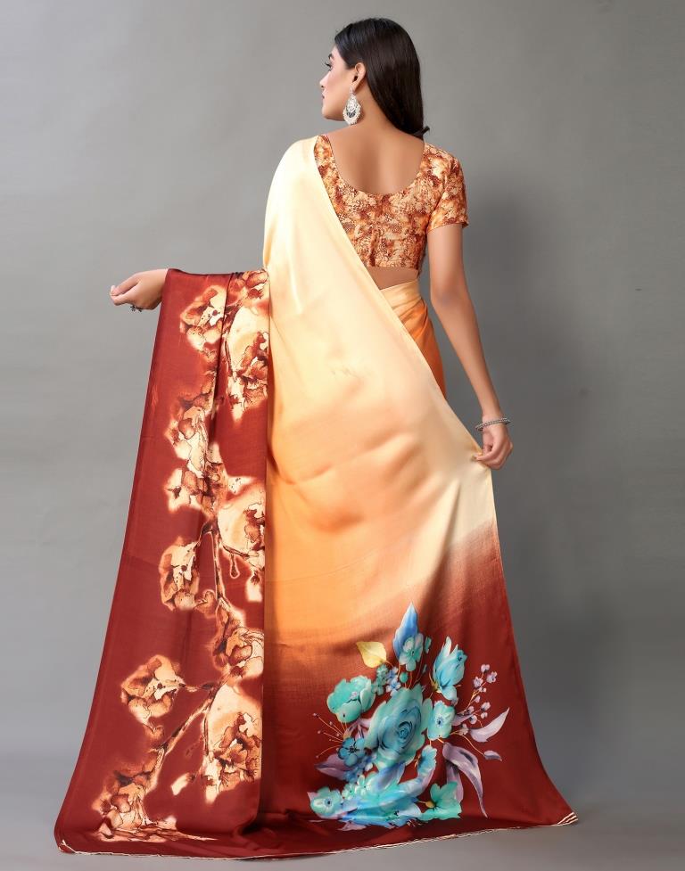 Light Orange And Brown Silk Saree | Sudathi