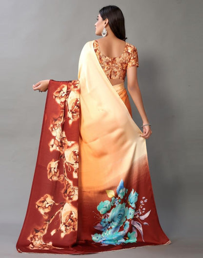 Light Orange And Brown Silk Saree | Sudathi