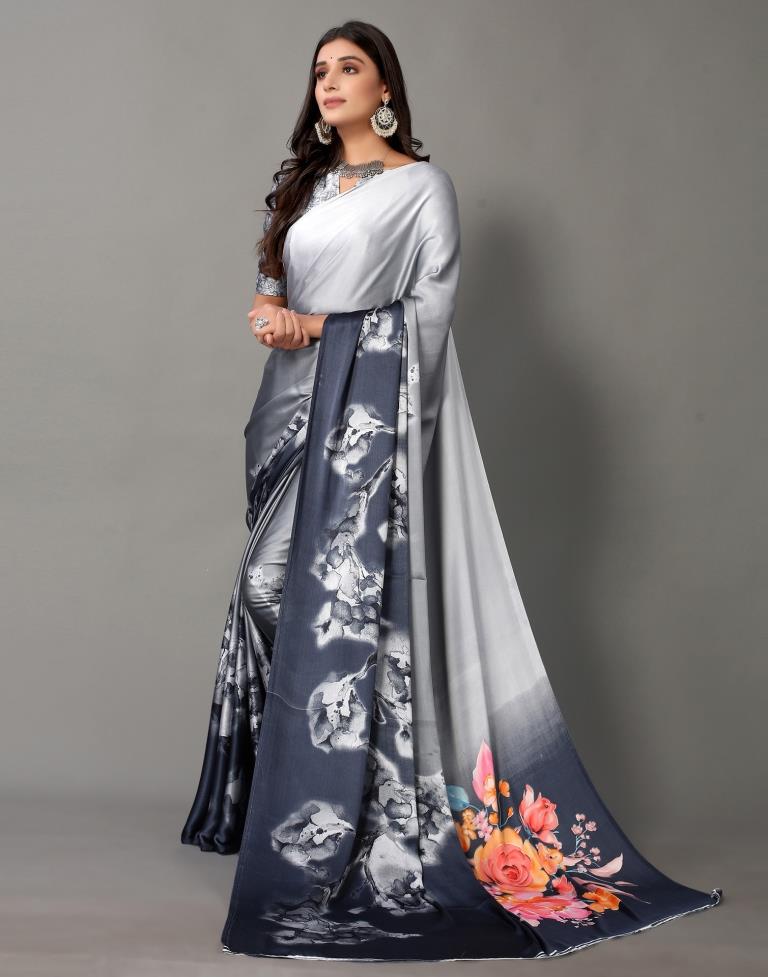 Light Grey Silk Saree | Sudathi