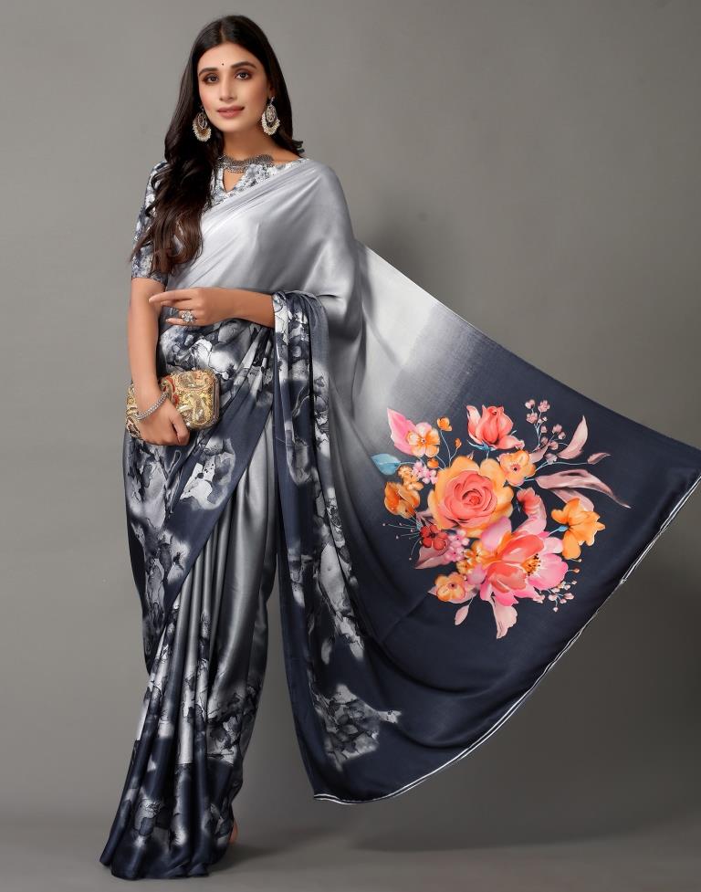 Light Grey Silk Saree | Sudathi