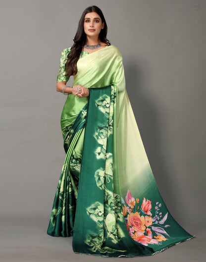 Green And Parrot Green Silk Saree | Sudathi