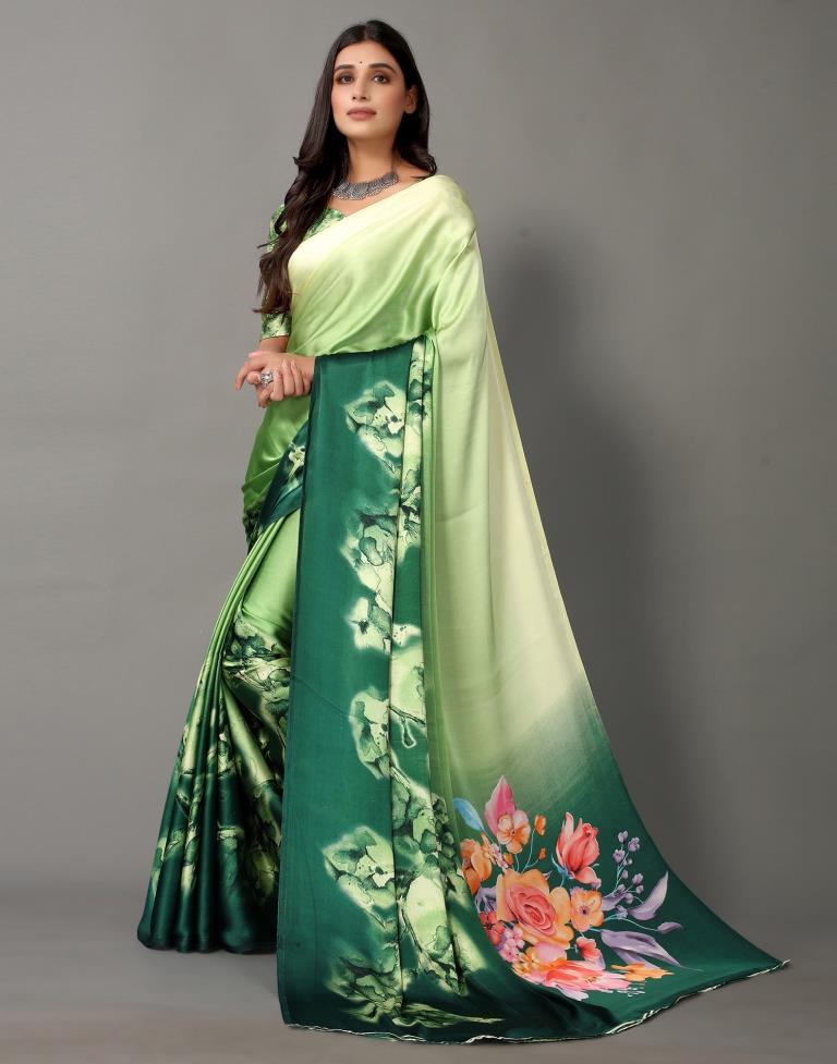 Green And Parrot Green Silk Saree | Sudathi