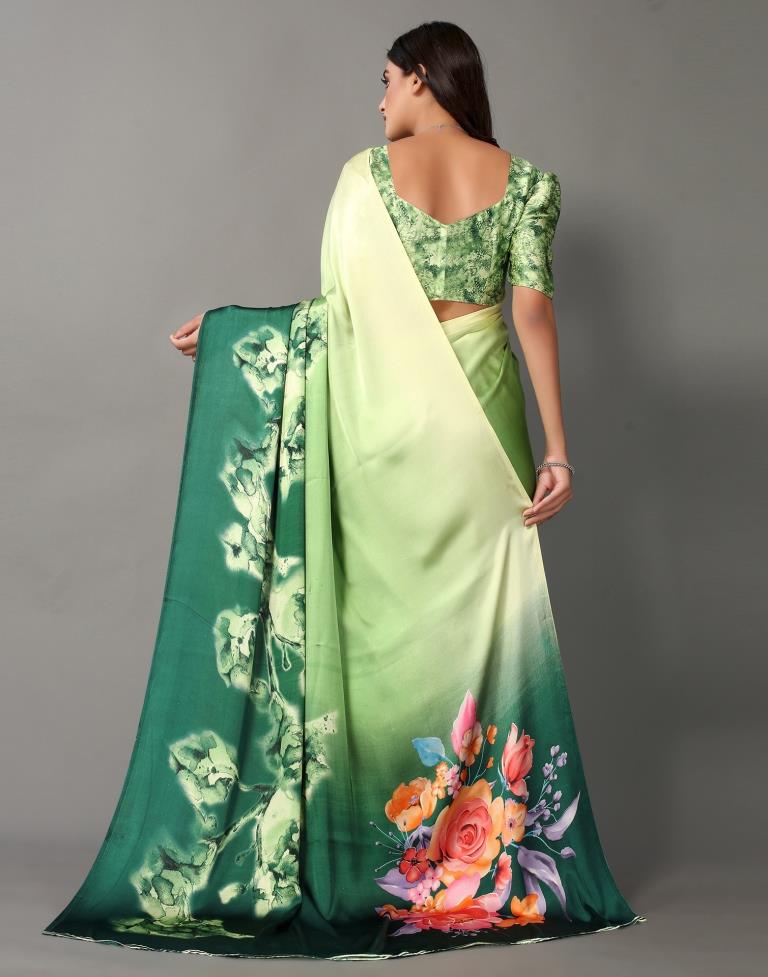 Green And Parrot Green Silk Saree | Sudathi