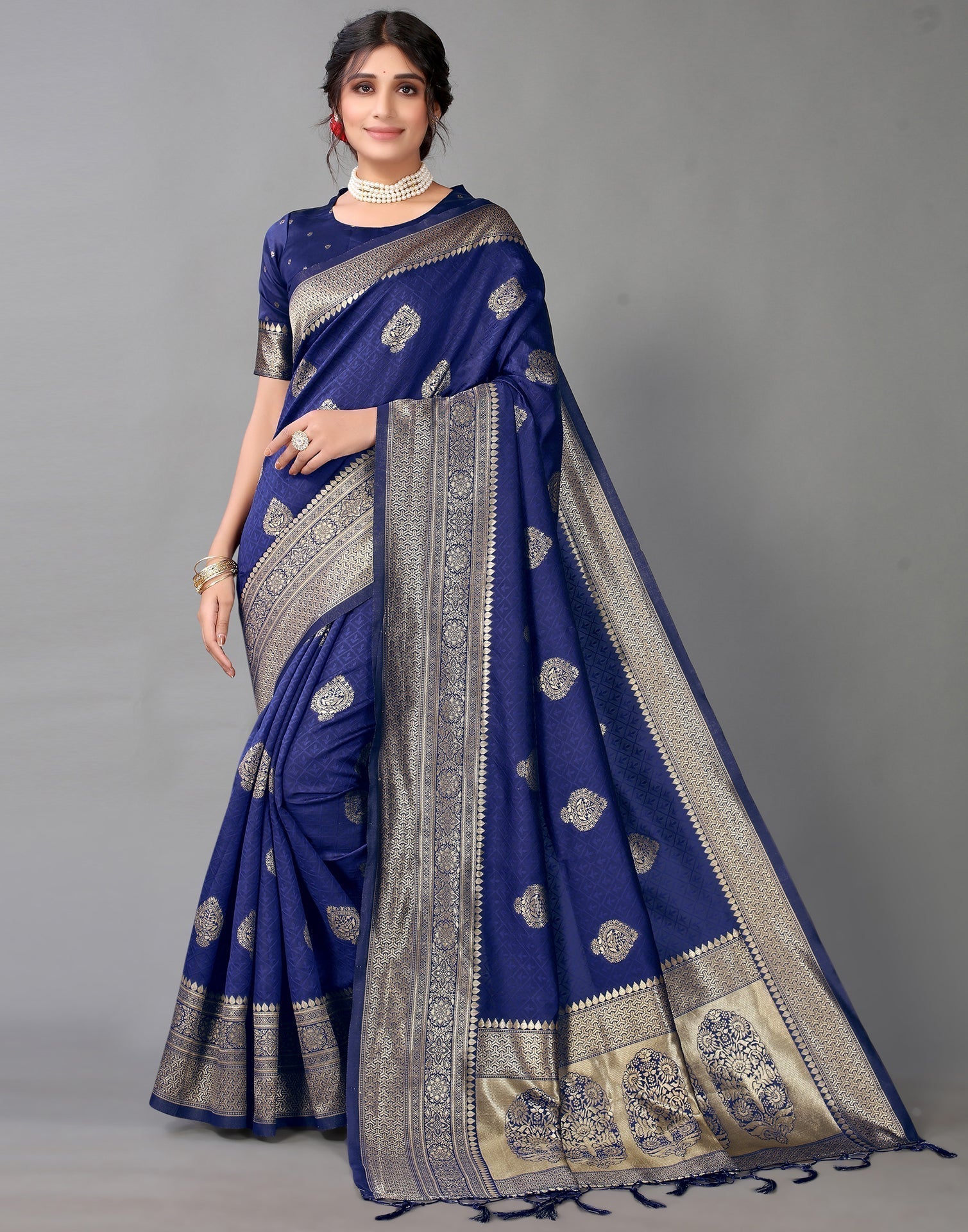 Dark Blue Silk Saree | Sudathi