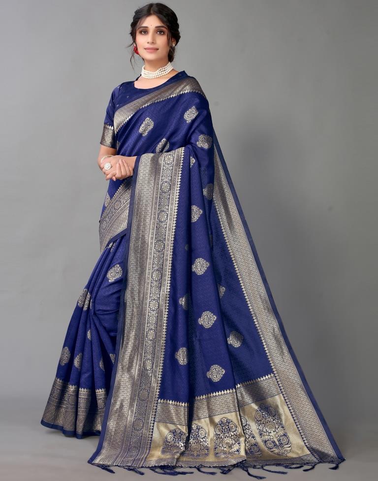 Dark Blue Silk Saree | Sudathi