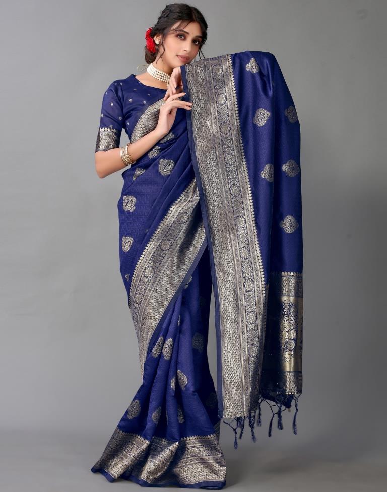 Dark Blue Silk Saree | Sudathi