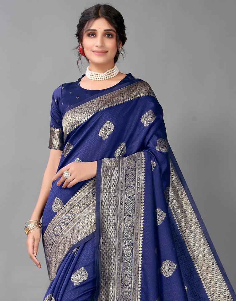 Dark Blue Silk Saree | Sudathi